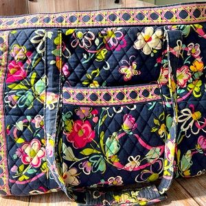 Vera Bradley Ribbons (print) Large Zip Top Tote